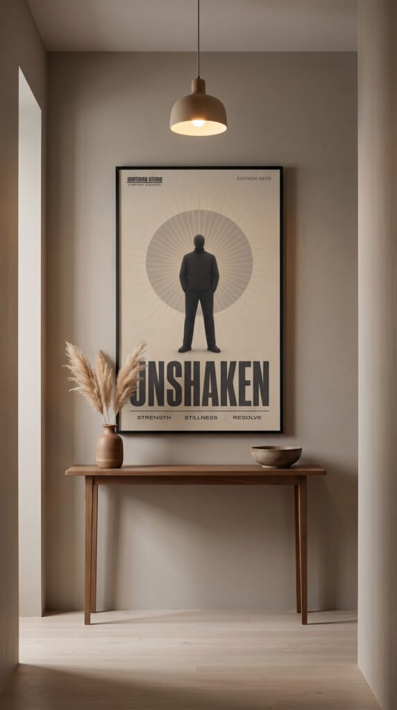 Minimalist motivational wall art print Unshaken
