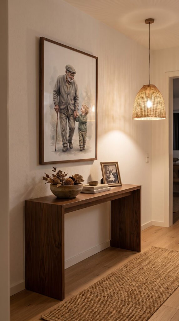 Watercolor grandfather and grandson portrait print